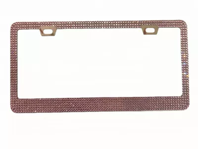 License plate holder/license plate holder – Fine Rhinestone Metal Square Hole License - light-pink