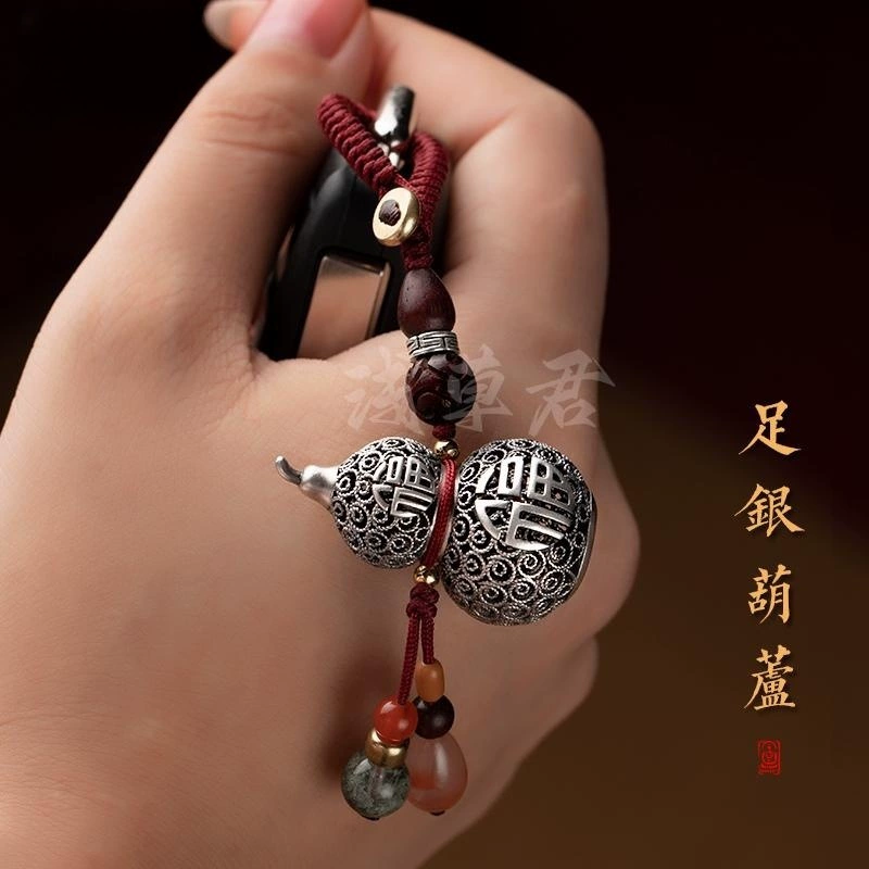 S999 чистое серебро, брелок в форме тыквы, мужской ретро-подвеска для автомобильной сумки, женские серебряные украшения, креативный подарок