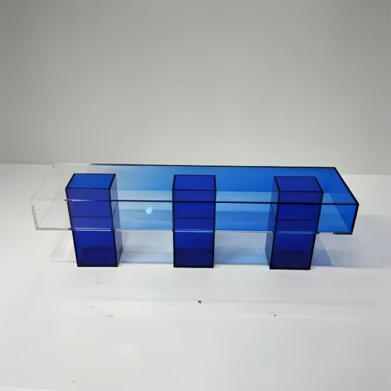 クリエイティブデザイナー透明アクリルグラデーションブルーベンチアートカラーテレビキャビネットパーソナライズされたティーテーブルベンチ|undefined