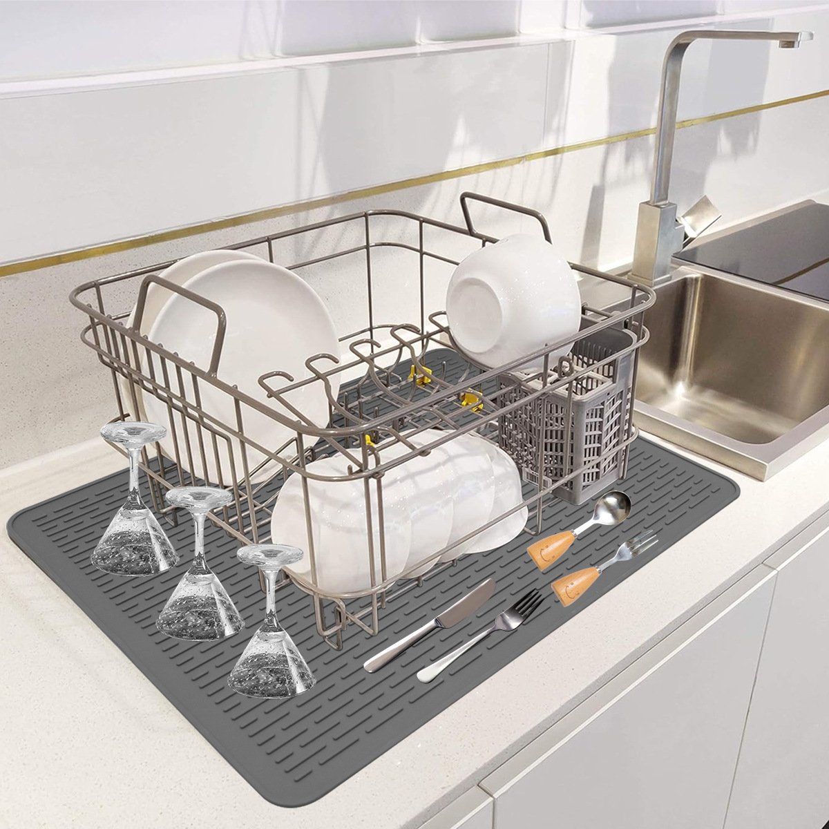 Alfombrilla de drenaje de silicona de cocina Alfombrilla de filtro de barra Alfombrilla de aislamiento térmico grande Alfombrilla de bar Alfombrilla de cama para mascotas antiescaldado plegable