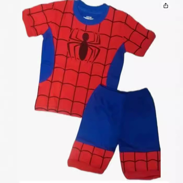 Spider-Man Children's Home Wear Short-sleeved suit Summer Milk Silk Polyester Short Cover Cross-border Foreign Trade Direct Supply Clothing