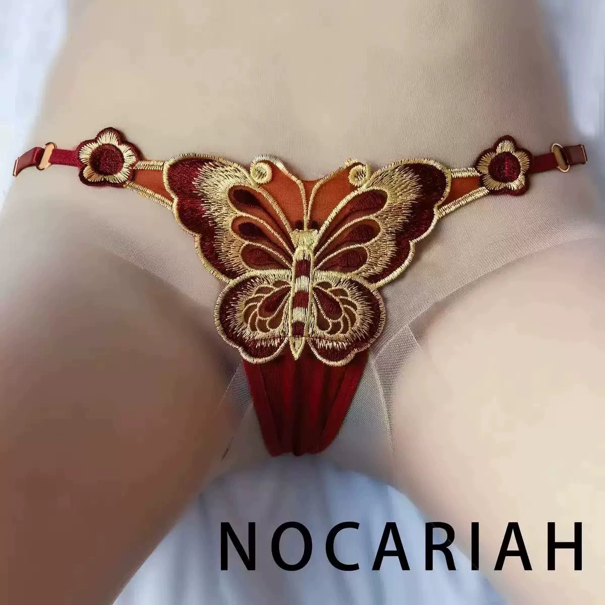 Кросс-борт sexy underwear с элементами бабочки, сексуальное и горячее прозрачное регулируемоеlow-waist вышитое thong