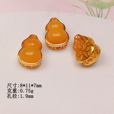 Natural beeswax Buddha accessories s925 silver gold-plated bracelet necklace string decoration diy handmade spacer beads semi-finished products (Zərgərlik ara hissələri) - gourd