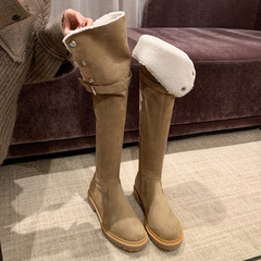 過膝騎士靴厚底加絨長筒靴保暖冬季2023新款葡萄媽studiolee長靴