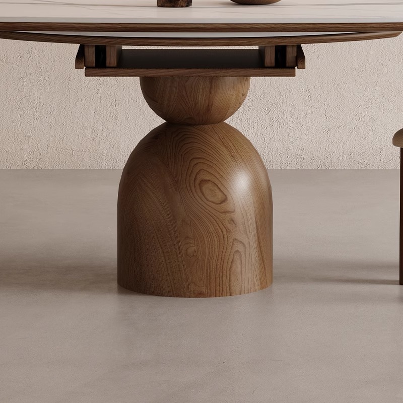 estilo retrógrado francés madera sólida tabla de roca mesa de comedor silla combinación de casa pequeña tabla redonda plegable retráctil estilo antiguo