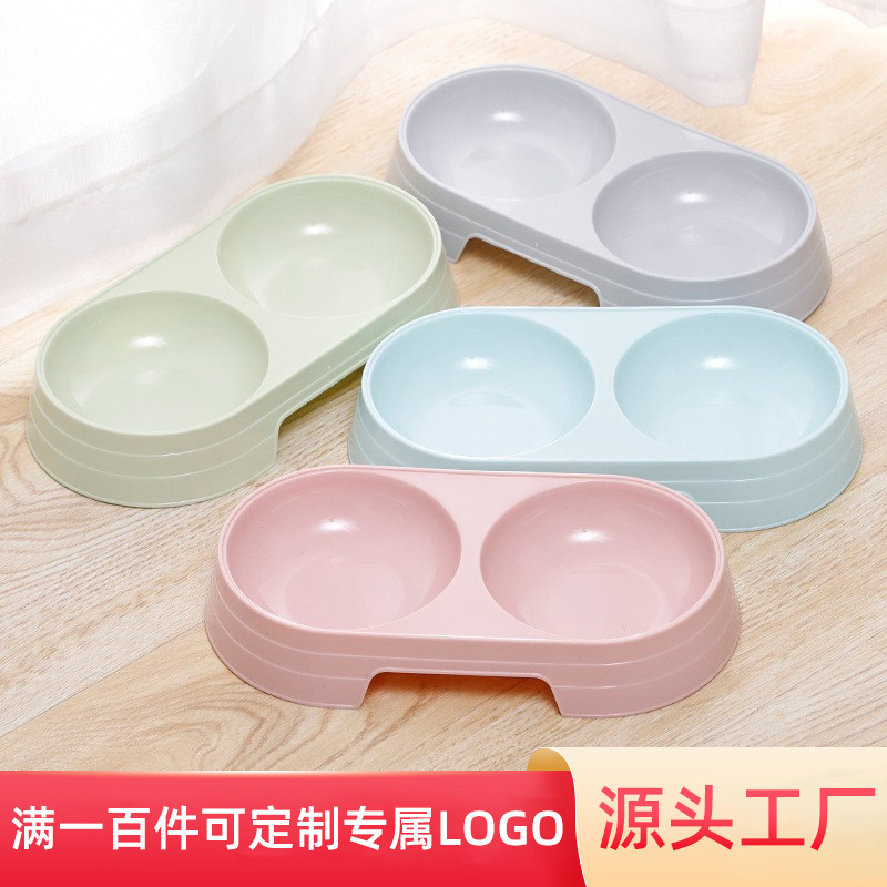 Logotipo personalizado macarons color ovalado mascota doble tazón para comida para mascotas pequeño tazón para gatos de viento simple tazón para perros