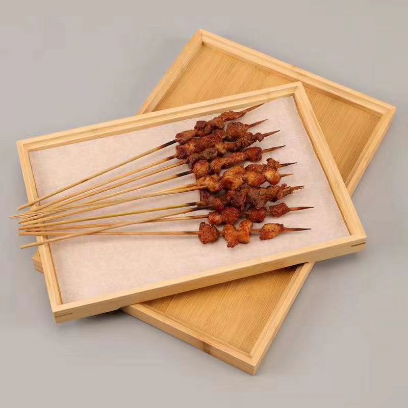 Bamboo plate Bamboo barbecue Tray rectangle household Bamboo Tea cup tea tray Serving Binaural Tray Bamboo