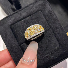 S925 スターリングシルバーオレンジバブルマイクロセット高炭素ダイヤモンドライト高級フルリング女性クローズドリングヴィンテージ中古