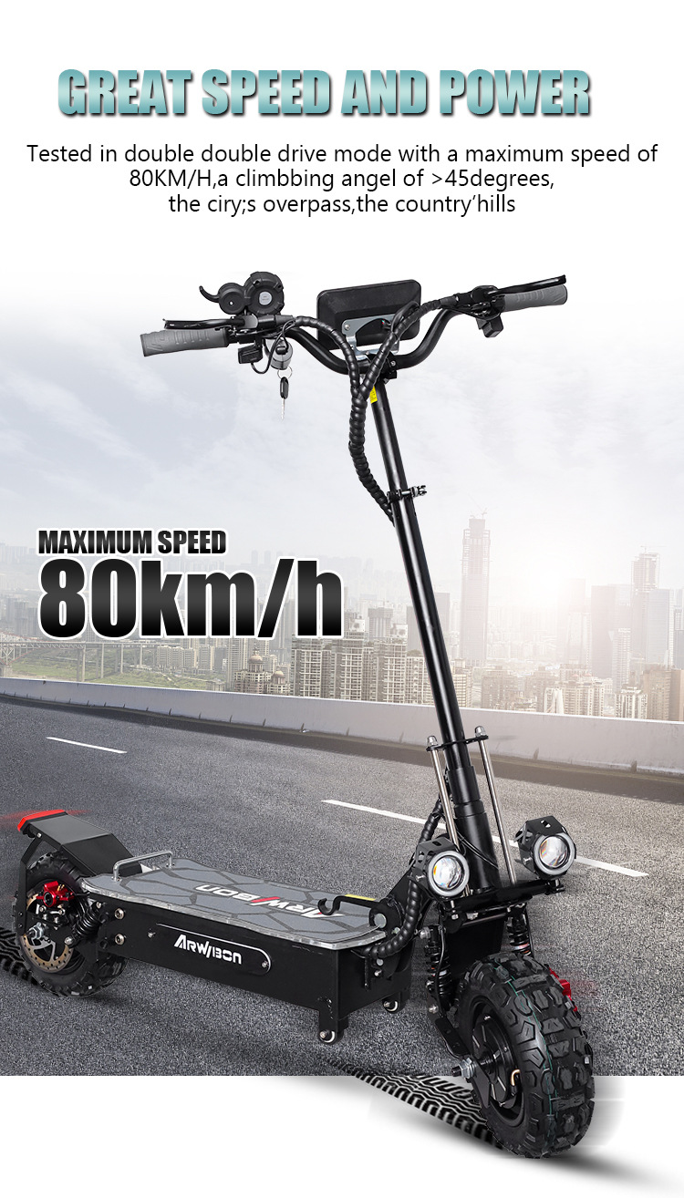 Electric Scooter with High Range, Portable and Foldable, Two-Wheeled Scooter, Lithium Battery-Powered, Performance Portable
