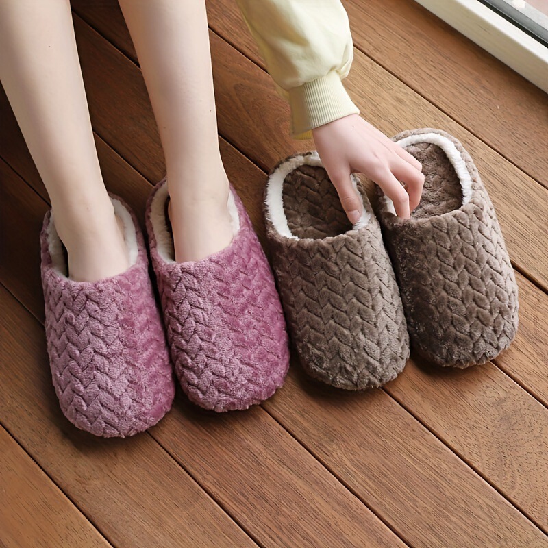 Cross-Border Export Dropshipping Women's Slippers Winter Slippers Closed Toe Soft Sole Slip-On Style