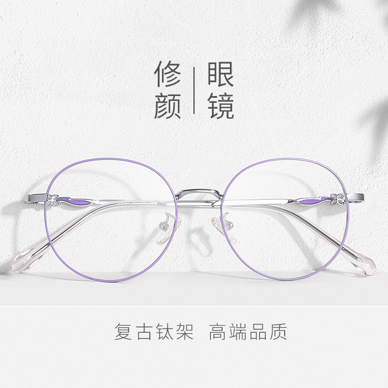 丹阳复古超轻记忆钛镜框女款韧性腿ins钛架89045光学近视镜批发