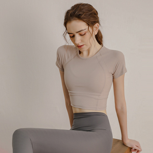 Sports women's short-sleeved T-shirt quick-drying breathable fitness clothing running tight yoga clothing summer fitness clothing