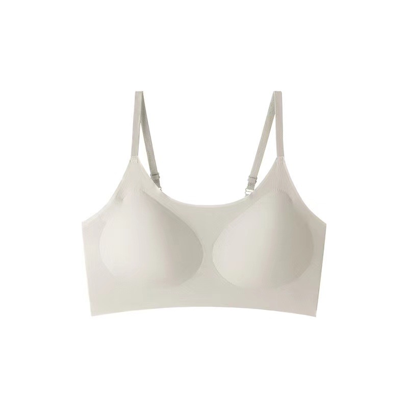Ropa interior sin marcas de mujer fija copa correa de hombro ajustable verano helado sensación fría pechos pequeños se reúnen sin anillo de acero bra hermosa espalda