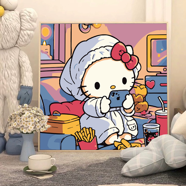 El niño prodigio de Nezha Naohai Diy pintura al óleo digital para colorear a mano Anime Ao Bing Nezha pintura al óleo pintura decorativa