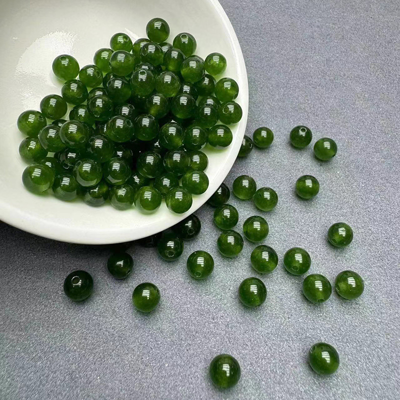7A台碧玉髓散珠菠菜绿玉髓翡翠玉圆珠diy手工编织串项链配饰材料|undefined