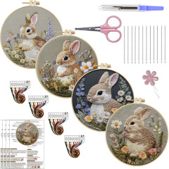 オリジナル-越境新製品刺繍 diy ウサギ手作り生地材料パッケージキットクリエイティブ手作り針仕事英語