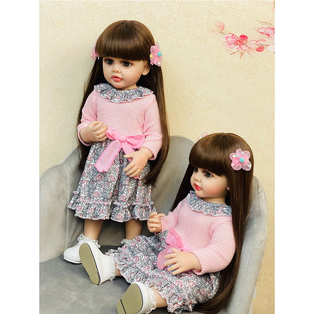 Nueva 55cm simulación bebé reborn muñeca juguete transfronterizo muñeca llena de vinilo TikTok entrega de una pieza