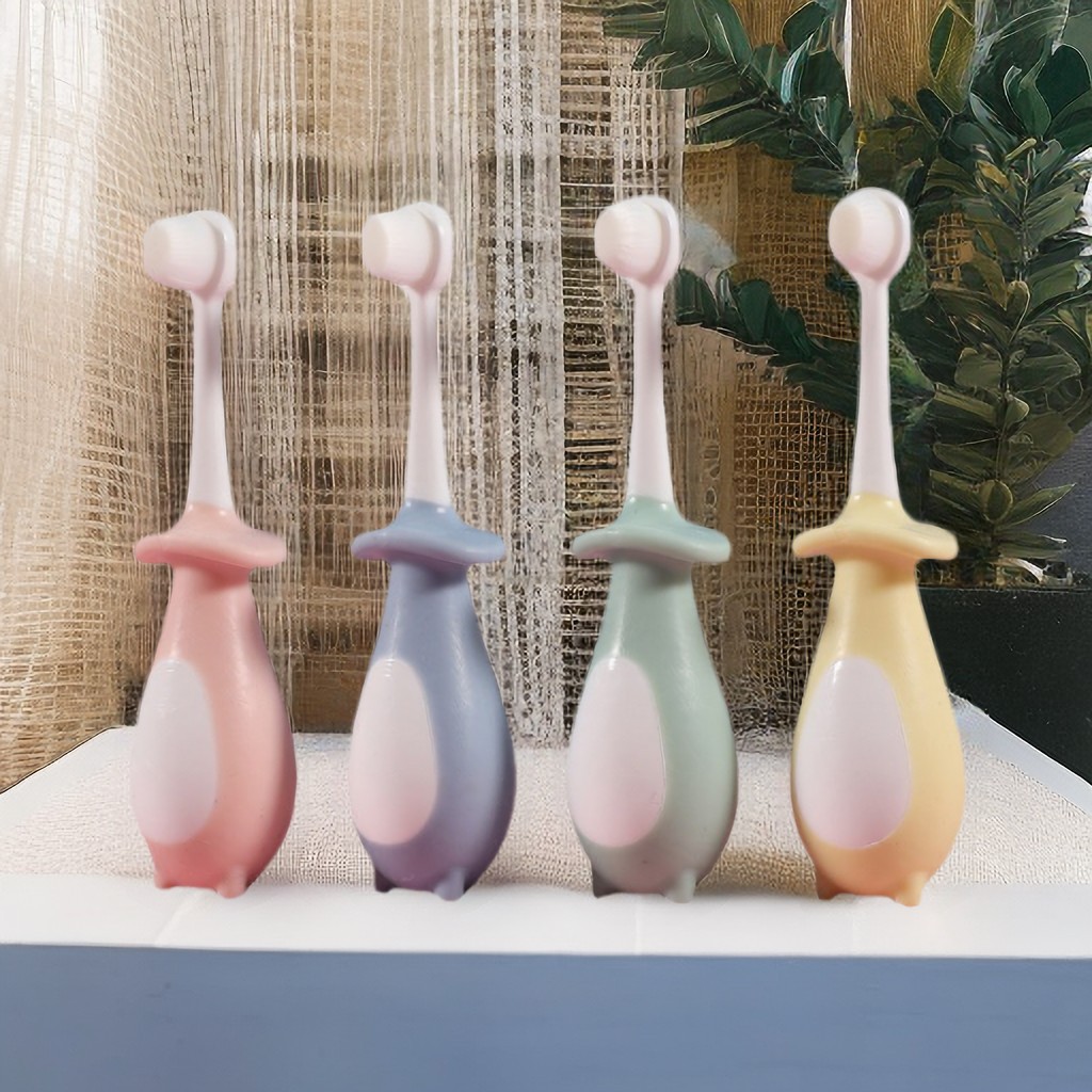 Children's hair toothbrush 1-12 baby baby soft hair hand holding short handle tooth guard small head cartoon manufacturers wholesale
