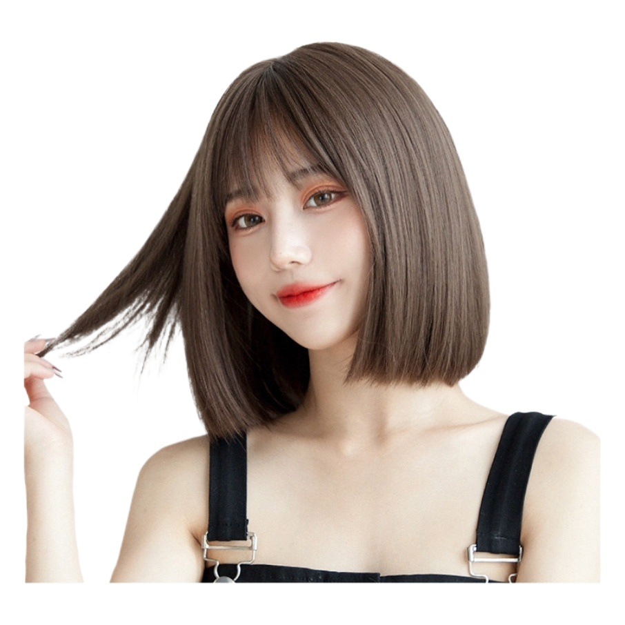 Peluca para mujer, estilo bob corto, peluca completa, aspecto realista de cabello humano, estilo de cabello largo, fibra resistente a altas temperaturas.