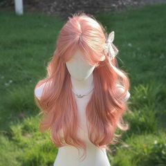 假发女doll感粉色假发女长发大波浪卷发lolita自然俏皮减龄全头套