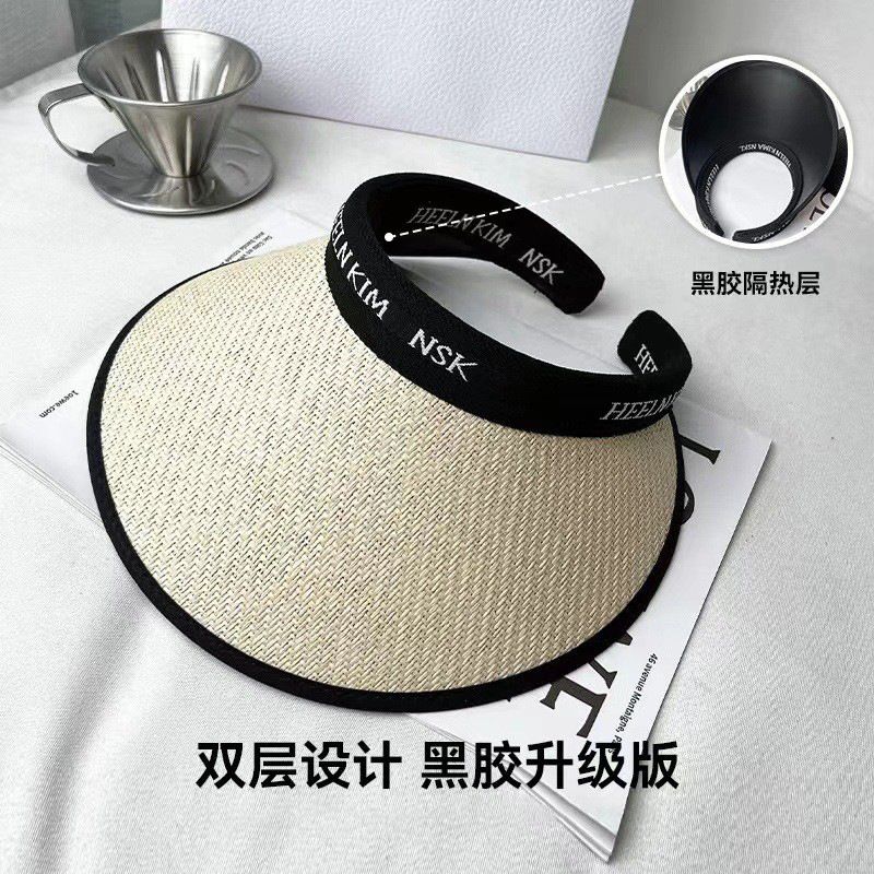 太阳帽夏季遮阳帽户外防晒太阳帽便携发箍遮阳帽黑胶防晒女士空顶|undefined
