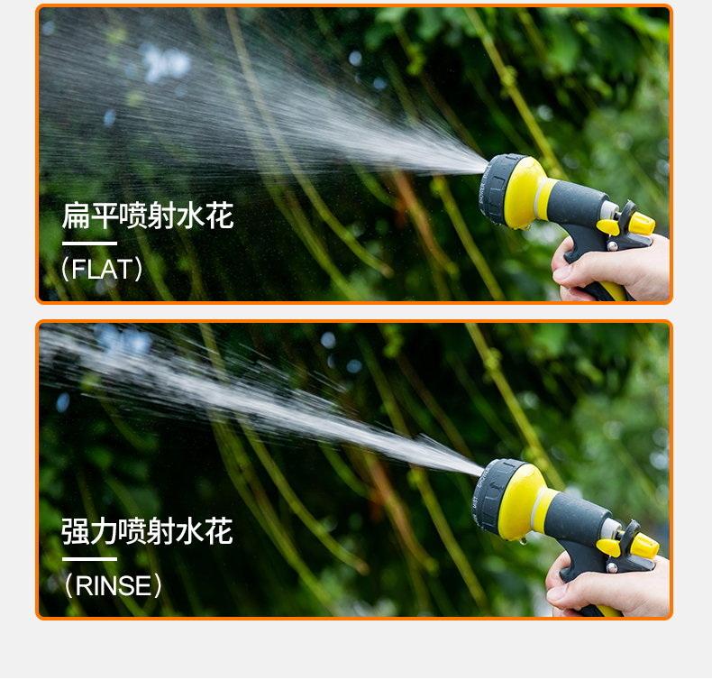 Gardening and horticulture watering flowers and vegetables, watering vegetable gardens and gardens, car washing, high-pressure shower head, household water gun and hose set