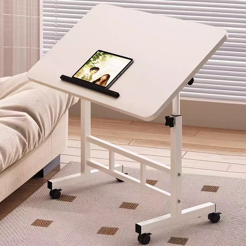 Bedside Table with Wheels, Movable Laptop Desk for Bedroom, Home Use, Student Desk, Dormitory, Simple Adjustable Height Table for Lazy People