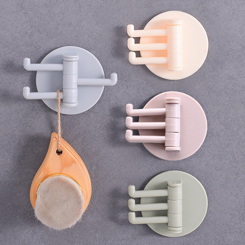 Kitchen Tile Punch-free Three-hook Strong Towel Hook Bathroom Seamless Rotary 3-branch Adhesive 3-claw Hook Kitchen Tile Punch-free Three-hook Strong Towel Hook Bathroom Seamless Rotary 3-branch Adhesive 3-claw Hook