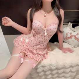 醉窖大码情趣内衣性感睡衣qqny禁欲系纯欲樱桃蕾丝马甲制服套装