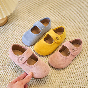 Children's French Small Flats 2025 Spring and Autum New Korean Style Girls' Frosted Soft-Soled Princess Shoes Beanie Shoes