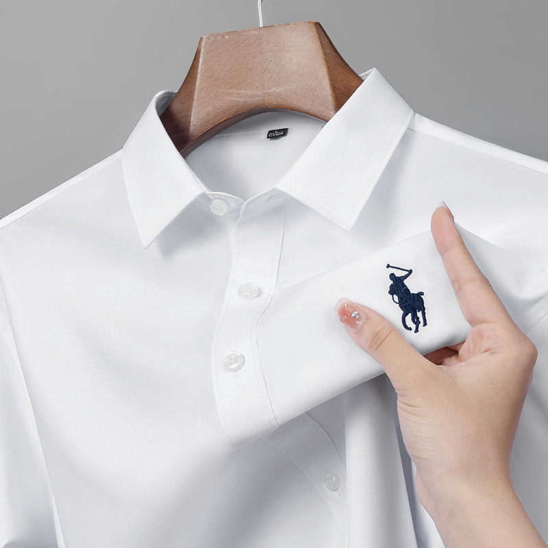 Paul Men's Shirt Spring & Fall Long-Sleeved Urban Raff Lapel Embroidered Pony Logo Business Casual Lauren Top for Men Paul Men's Shirt Spring & Fall Long-Sleeved Urban Raff Lapel Embroidered Pony Logo Business Casual Lauren Top for Men