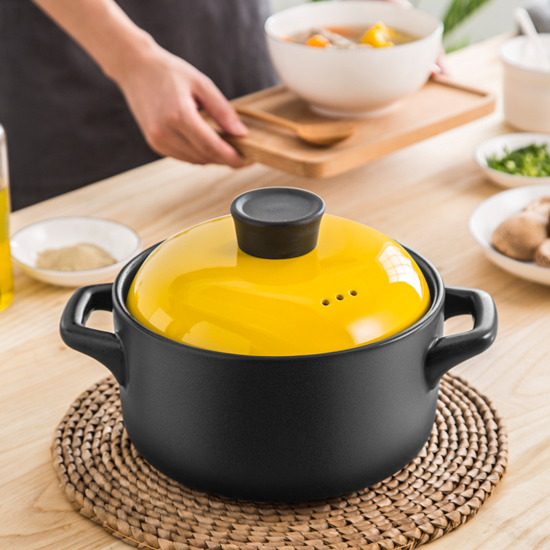 2F韓式耐高溫煲湯砂鍋陶瓷鍋家用明火手繪櫻花燉鍋燃氣耐熱沙鍋湯