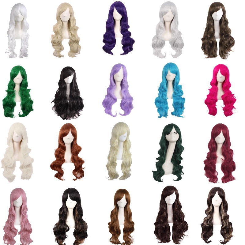 Cross-border Europe and the United States cos wig color animation wig foreign trade button network high temperature silk universal 70CM long curly hair set