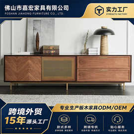 世纪中叶现代风格电视柜侘寂风设计师客厅家用储物柜隐藏抽屉地柜