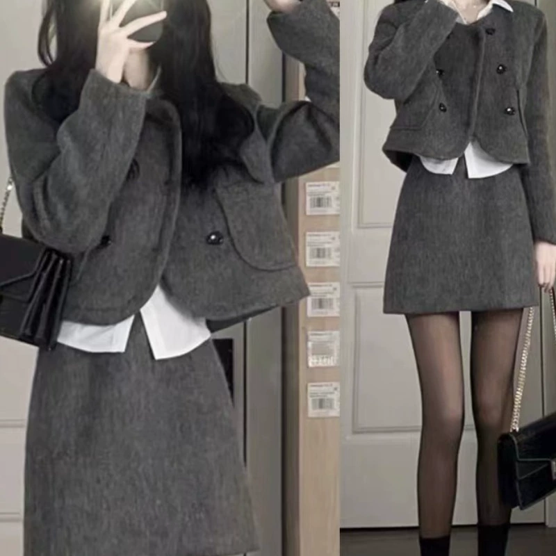 Костюм-платье в стиле Шанель для девочек, осенняя коллекция, полный комплект, новая короткая юбка 2025 года.