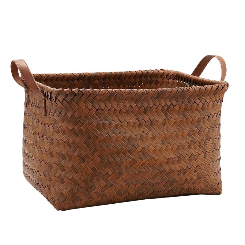 Handwoven Rattan Storage Basket With Lid And Inner Lining_voghion.com