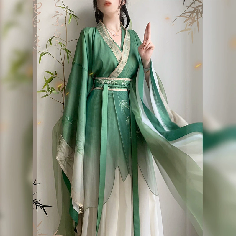 Комплект Ханьфу Wei Jinfeng Huaizhu, женские широкие рукава, многоярусная шифоновая юбка, размеры S–L
