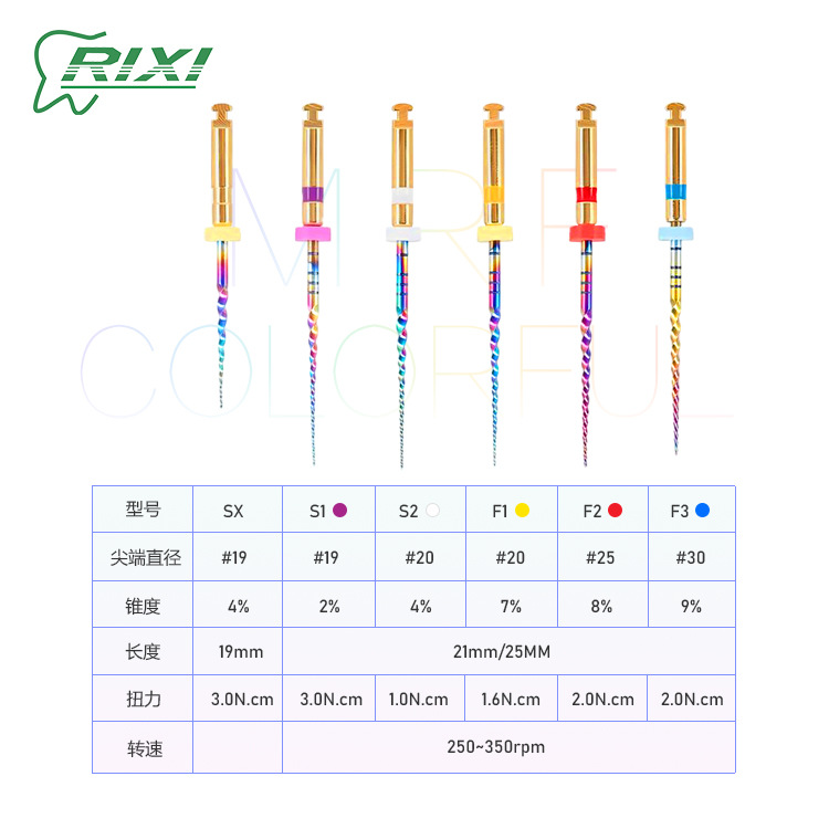archivo de canal radicular dental arco iris máquina de nitinol gran cónico archivo de activación térmica aguja de expansión de apertura dragado archivo de consumo dental