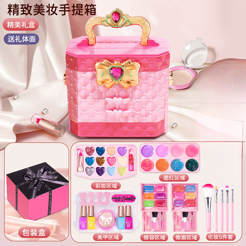 Juegos de juguetes de maquillaje para niños no tóxicos regalos de cumpleaños para chicas princesa caja de maquillaje esmalte de uñas