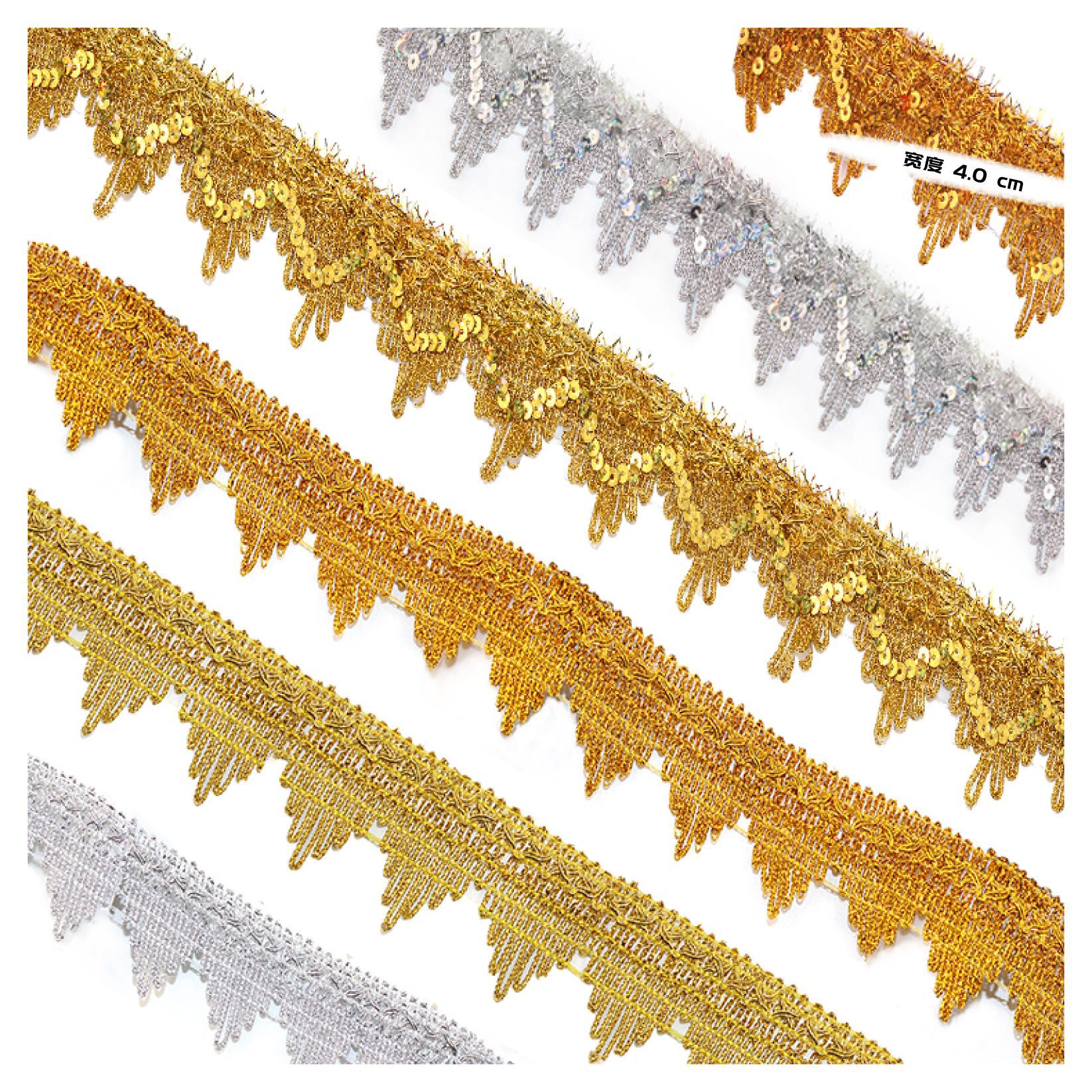 En stock oro y plata seda color seda lentejuelas encaje equipaje zapatos cinta accesorios ropa accesorios étnico color encaje