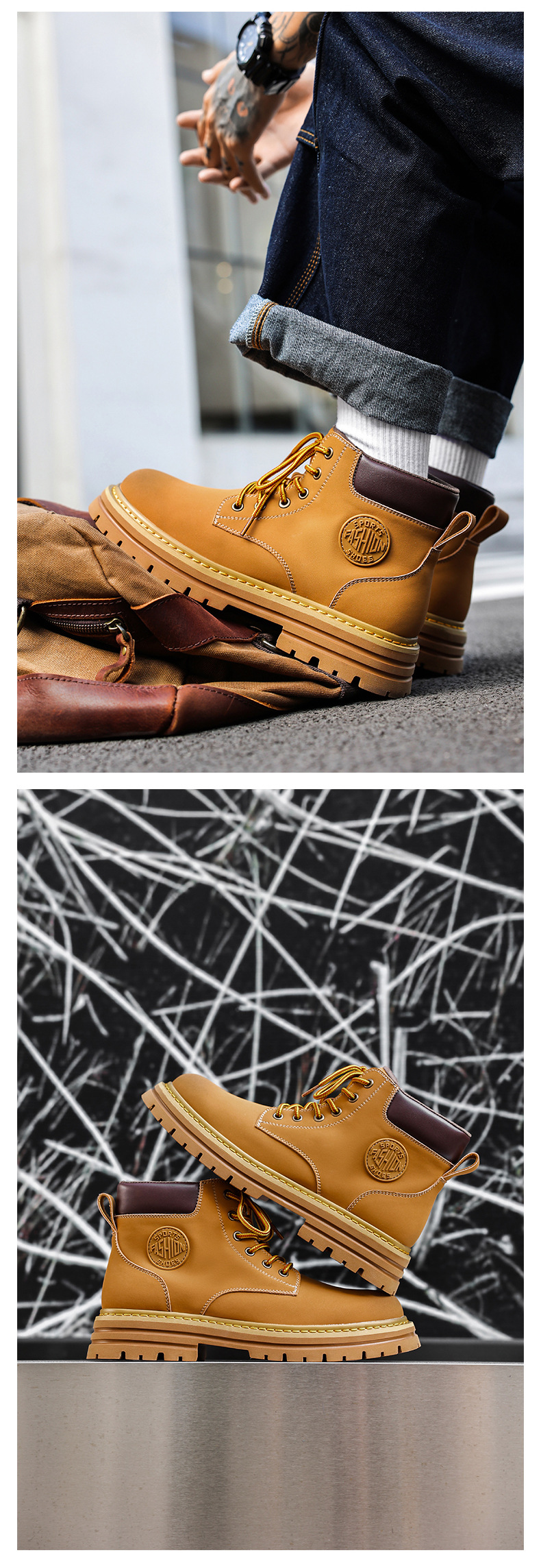 Nuovi stivali da uomo in pelle classici stivali grandi gialli stivali da lavoro da uomo retrò_voghion.com