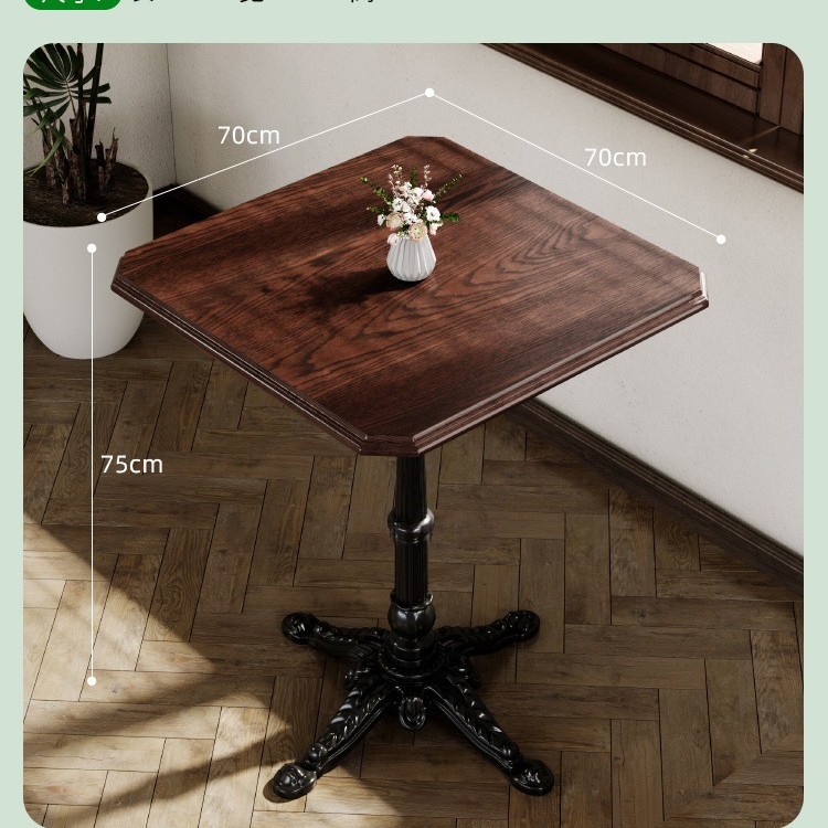 Mesa y silla de cafetería americana retro francesa panadería de comida ligera dulces tienda de azúcar y agua bistrona mesa de madera maciza image 32