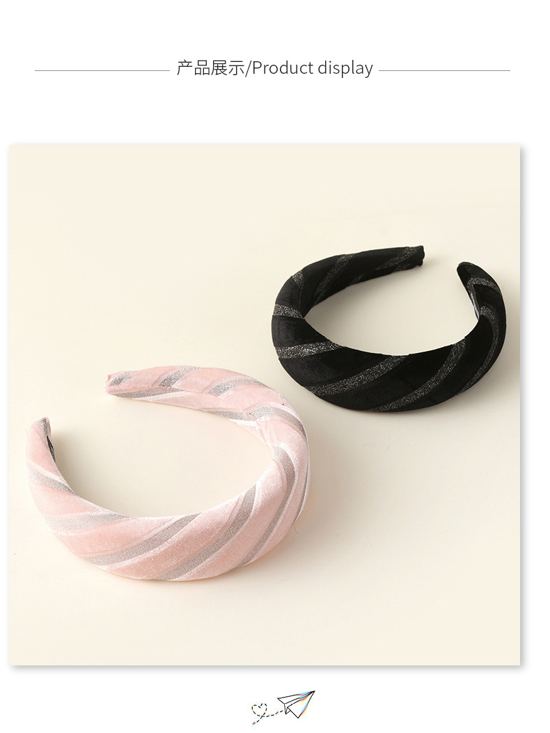 Sponge Gold Velvet Hair Hole Solid Color Hairband display picture 5