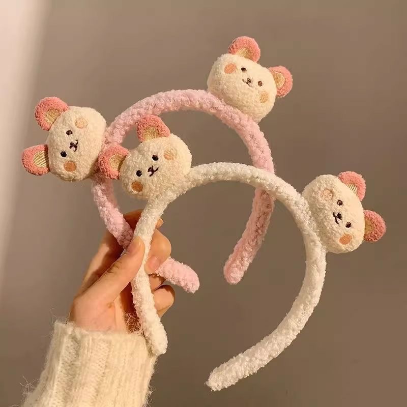 Donne, Nuovo accessorio dolce dei cartoni animati, Fascia per capelli in peluche per bambini, Grazioso ornamento per capelli per lavarsi il viso_voghion.com