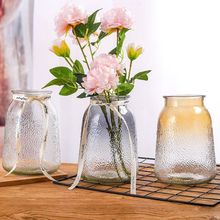 欧式简约冰封玻璃花瓶渐变彩色花瓶水培插花瓶家居摆件客厅装饰