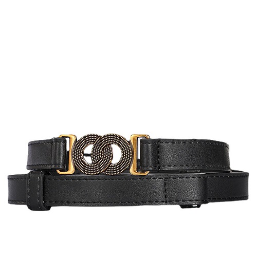 Women's fashion belt, thin genuine leather, versatile decorative suit coat belt, matches skirt, Instagram style trend, black thin belt