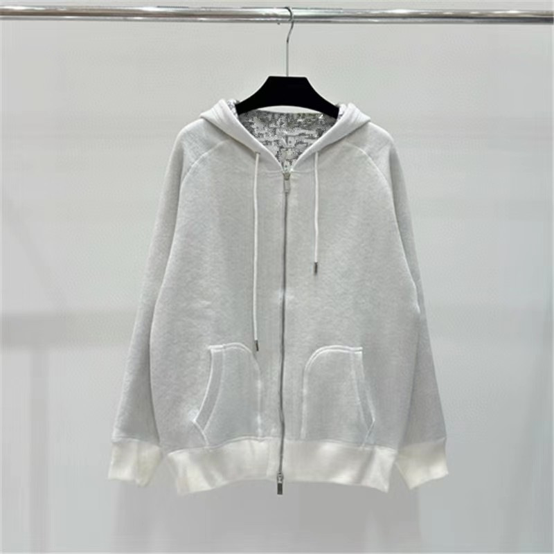 Nanyou High Version Knitted Zipper Hoodie Loose Men's and Women's Embroidered Letters Cashmere Wool Cardigan Sweatshirt