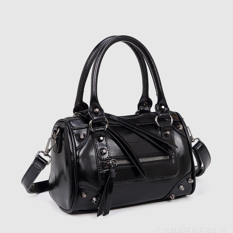 Cross-Border European and American Fashion Rivet Large-Capacity Pillow Bag Racing Bowling Motorcycle Handbag Single Shoulder Crossbody Women's Bag