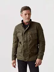 Men's Vintage American Hunting Jacket with Multiple Pockets and Leather Button Closure for Fall & Winter