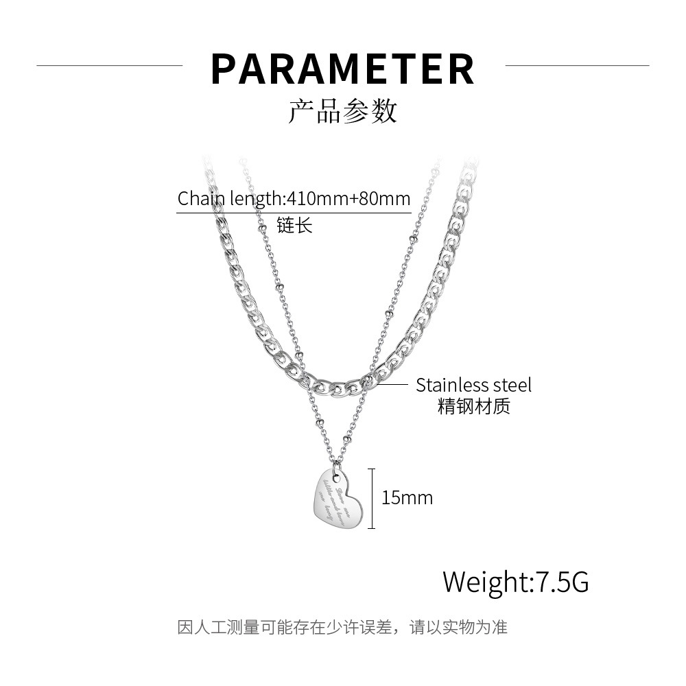 Jewelry Love Pendant Trendy Temperament Stainless Steel Necklace display picture 1